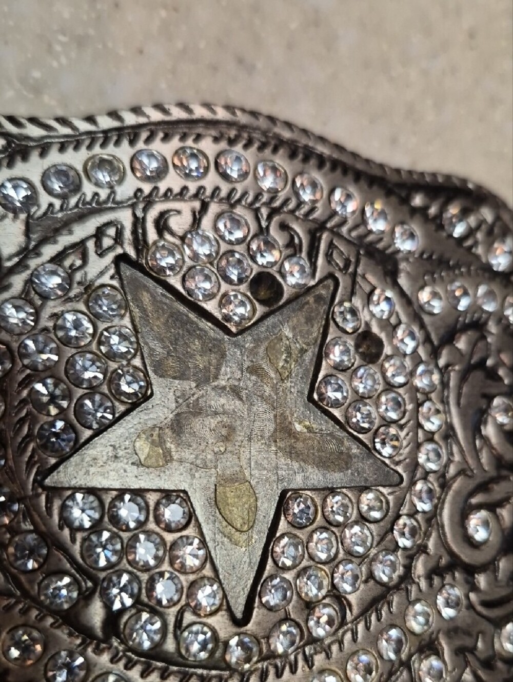 Western Star Belt Buckles - Red & Silver Rhinestone Accents Lot of 2 - Picture 5 of 5